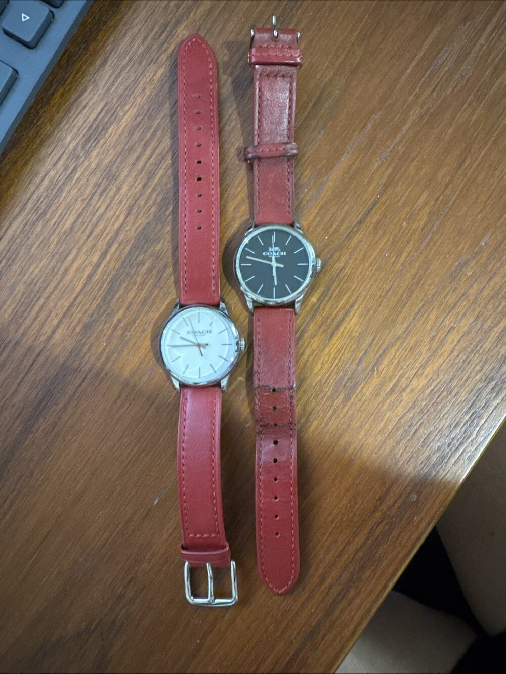 Coach New York Designer Womens Red Band Black Face and White Face watches